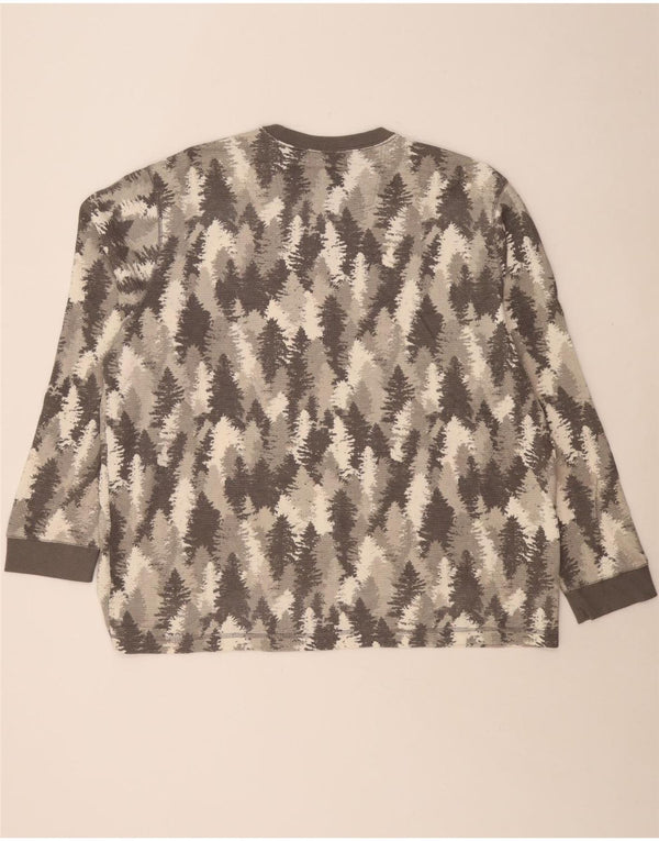 EDDIE BAUER Mens Abstract Pattern Top Long Sleeve 2XL Grey Cotton