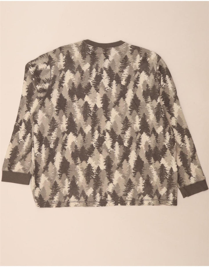 EDDIE BAUER Herre abstrakt mønster top langærmet 2XL grå bomuld