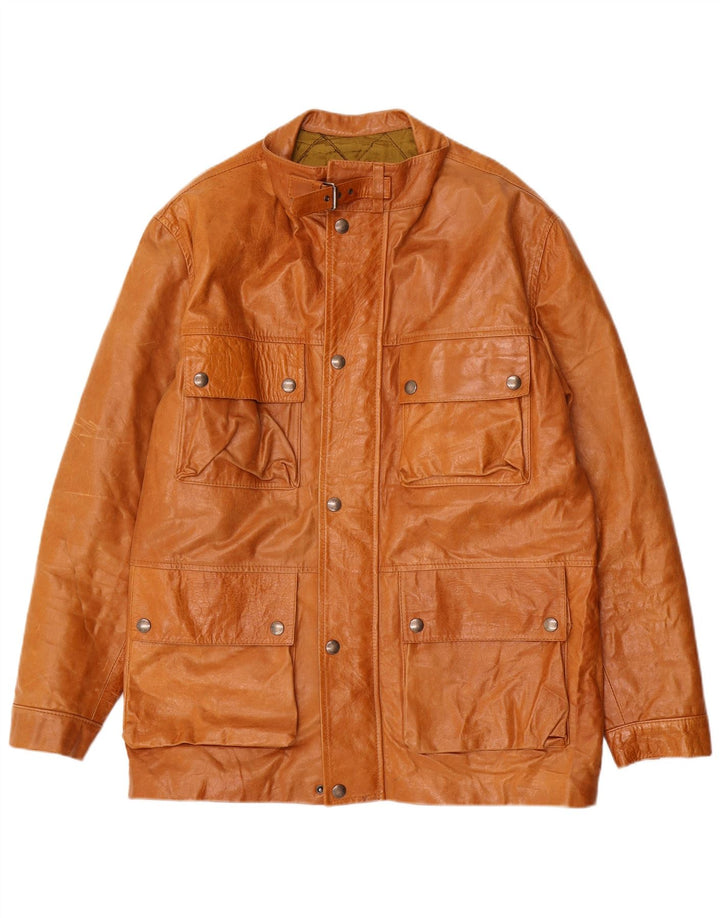 Vintage herre læderjakke UK 42 XL brunt læder