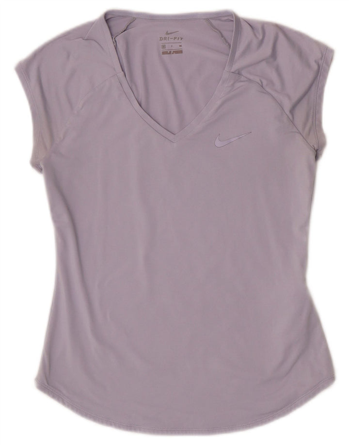 Nike Dame Dri Fit T-Shirt Top UK 10 Lille Lilla Polyester