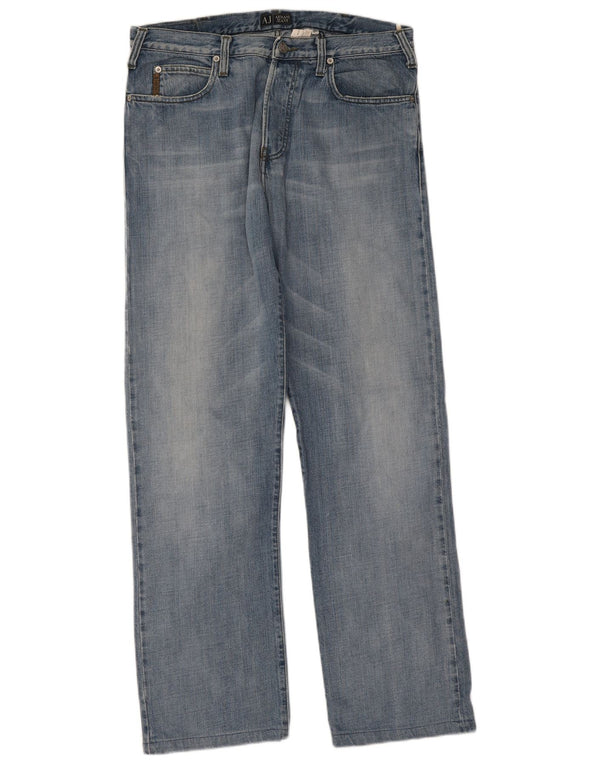 Armani Straight Jeans til mænd W34 L31 Blå Bomuld