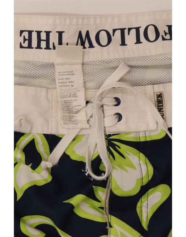 Sundek Herre grafiske svømmeshorts Medium Navy Blue Floral Polyester