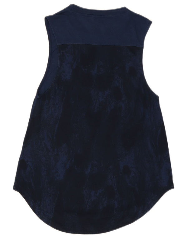 Adidas Dame Vest Top UK 8 Small Navy Blue Tie Dye Polyester