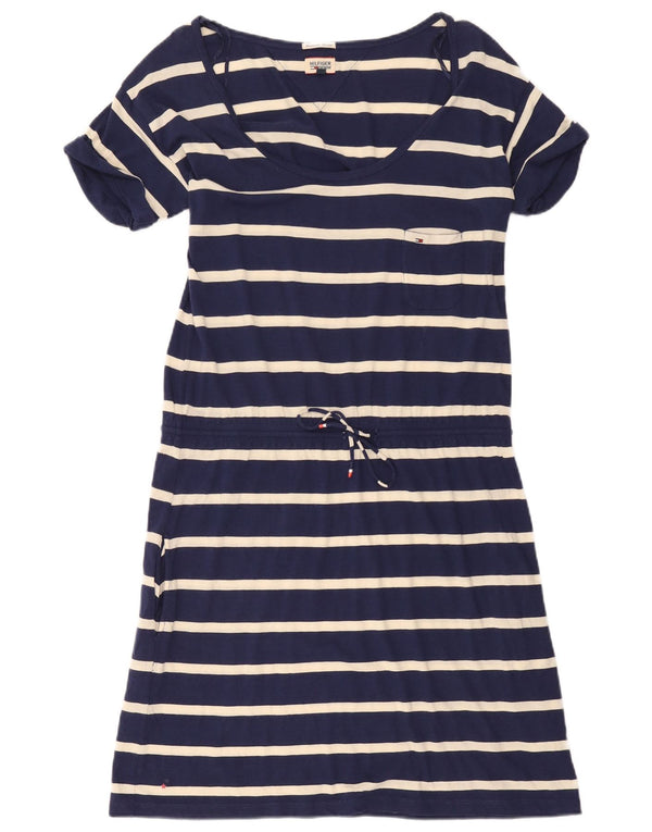 Tommy Hilfiger Dame A-Line Kjole UK 18 XL Marineblå Stribet Bomuld