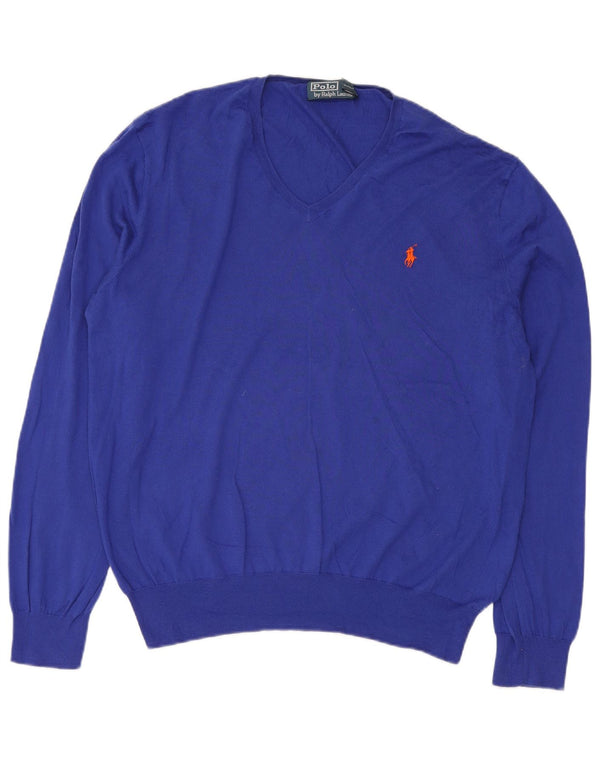 Polo Ralph Lauren Herre V-hals sweater XL Blå Bomuld