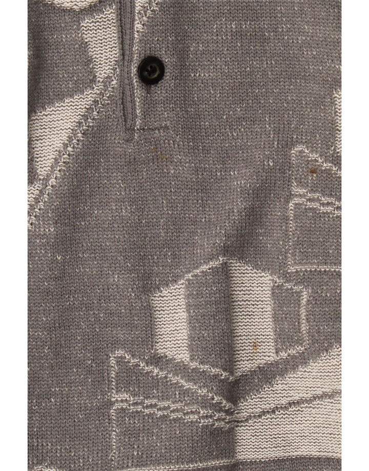 Ferrari Herre Polo Neck Jumper Sweater XL Grå Geometrisk Uld