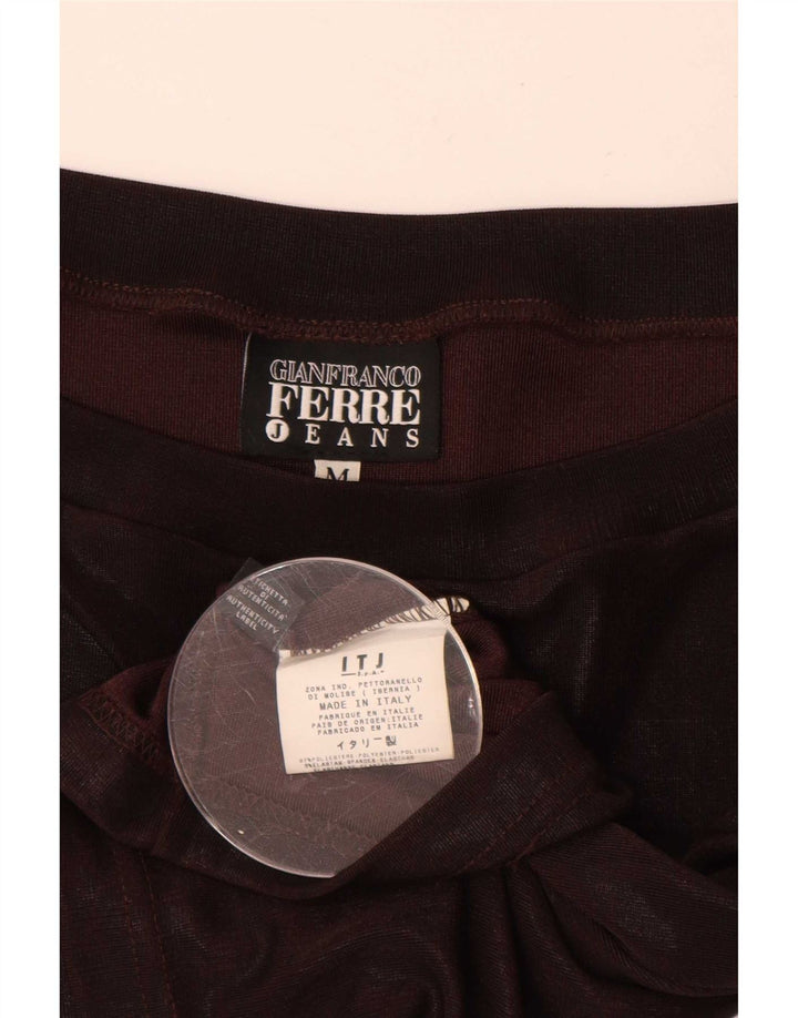 Gianfranco Ferre Womens Crop Top 3/4 ærmer UK 12 Medium Brun Polyester