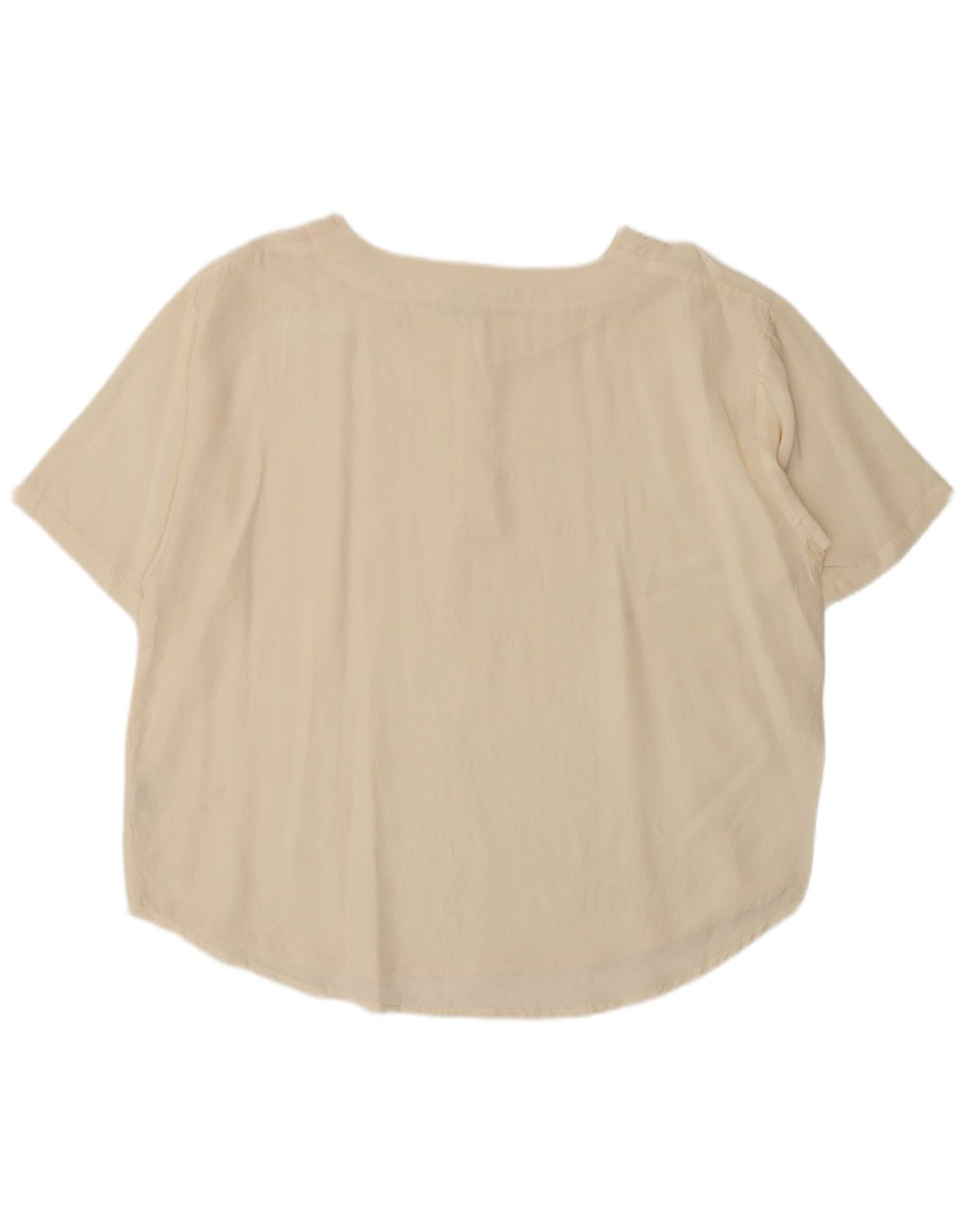 Vintage Dame Bluse Top UK 18 XL Beige Silke