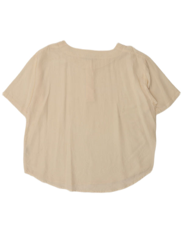 Vintage Dame Bluse Top UK 18 XL Beige Silke