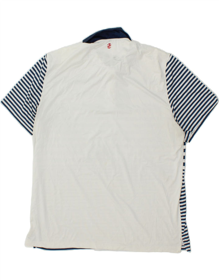 IZOD Mens Polo Shirt 2XL Blue Striped Polyester Vintage Izod and Second-Hand Izod from Messina Hembry 