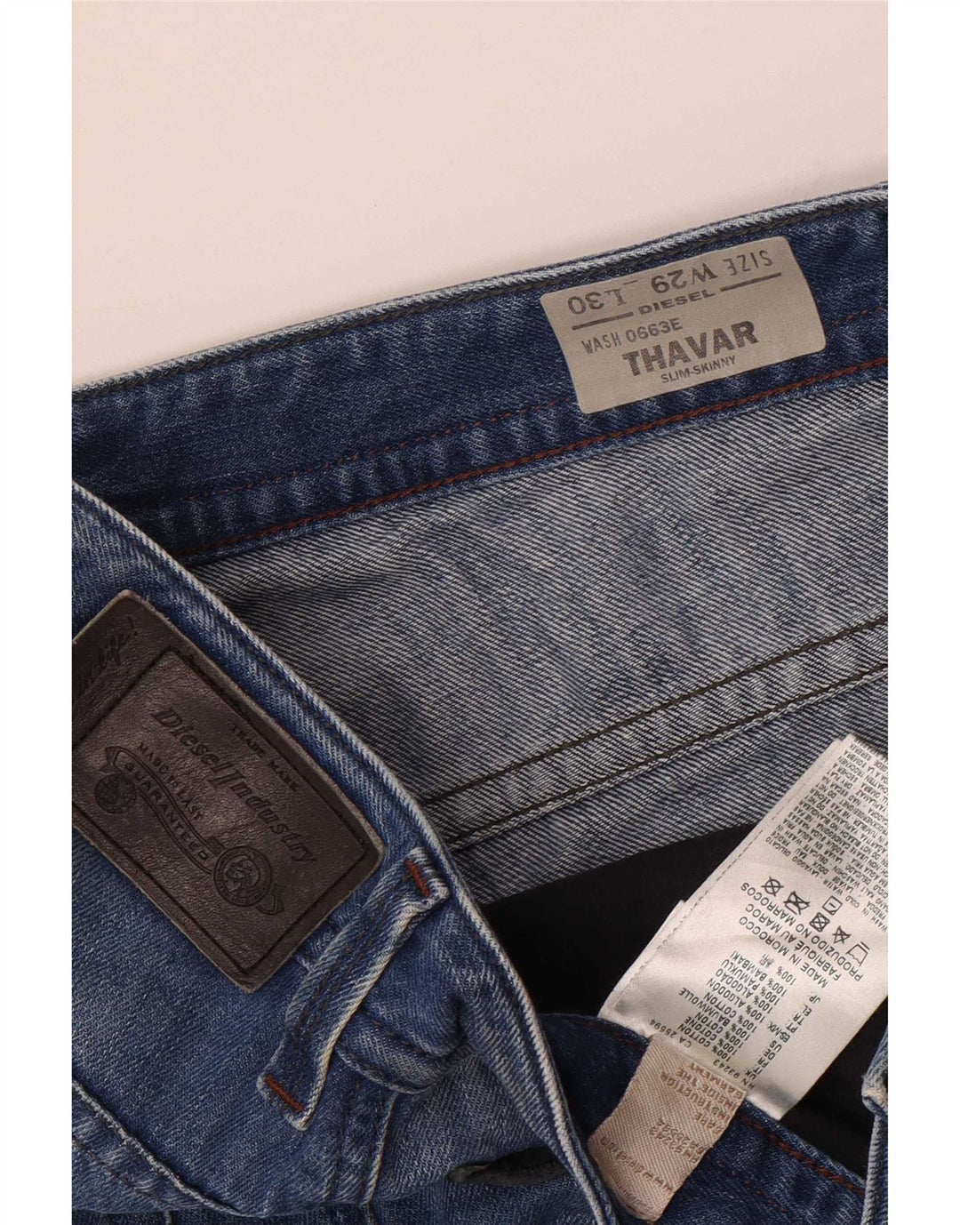 Diesel Herre Thavar Distressed Slim Skinny Jeans W29 L30 Blå