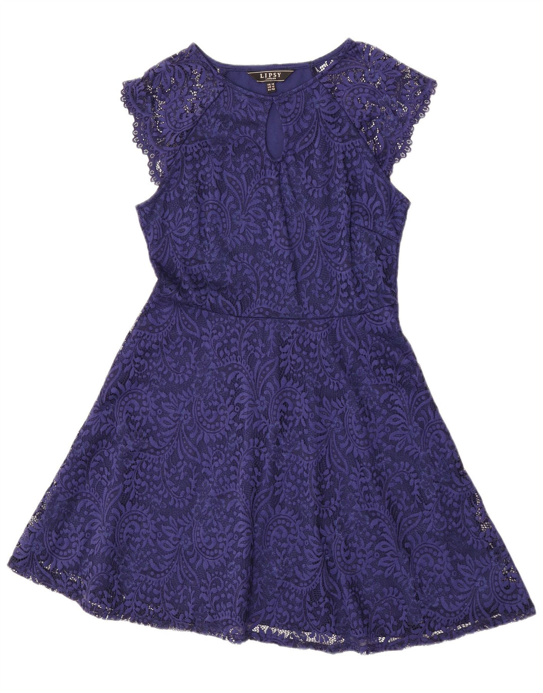 Lipsy Dame A-Line Kjole UK 14 Medium Navy Blue Paisley Polyamid