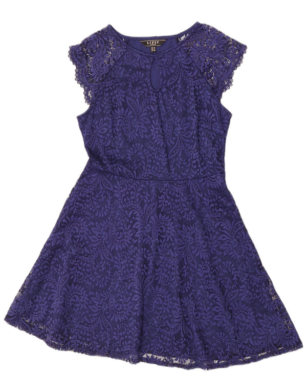Lipsy Dame A-Line Kjole UK 14 Medium Navy Blue Paisley Polyamid