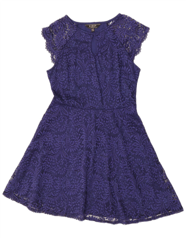 Lipsy Dame A-Line Kjole UK 14 Medium Navy Blue Paisley Polyamid