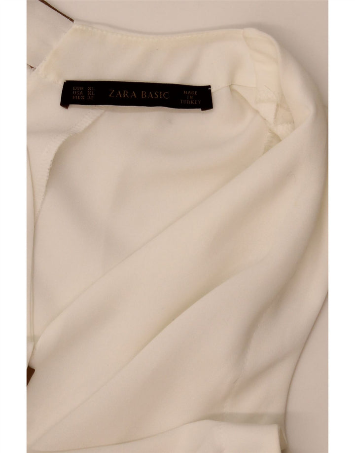 Zara Dame ærmeløs bluse Top UK 18 XL Hvid