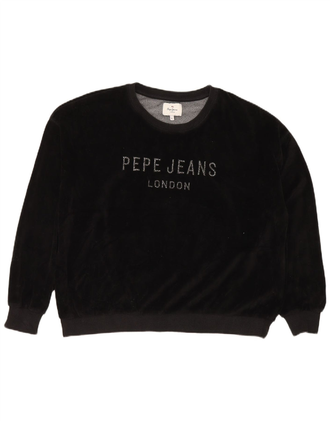 PEPE JEANS Dame Oversized Grafisk Sweatshirt Jumper UK 18 XL Sort