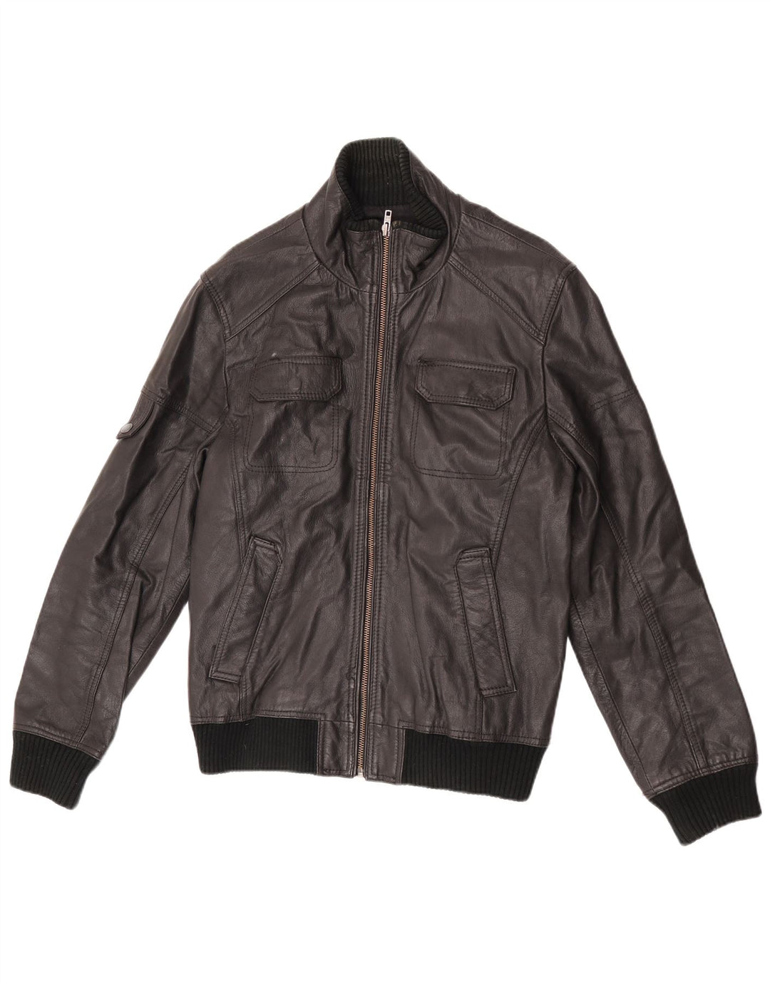 Jack & Jones Herre Bomber Læderjakke UK 40 Large Sort