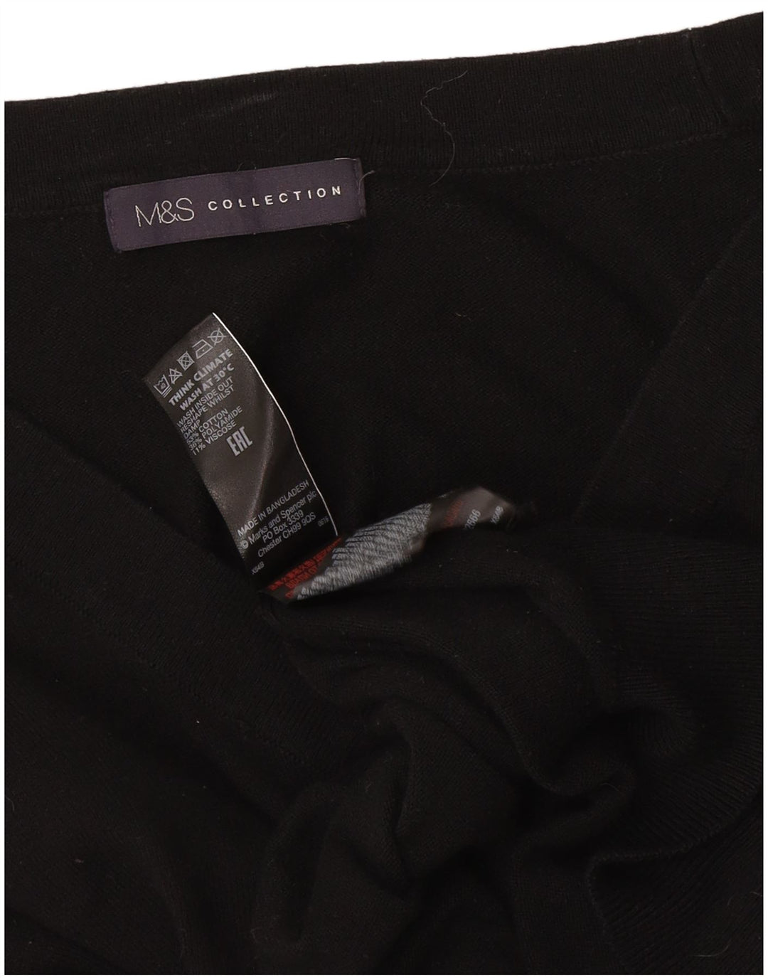 Marks & Spencer Dame V-hals sweater UK 16 Stor sort bomuld