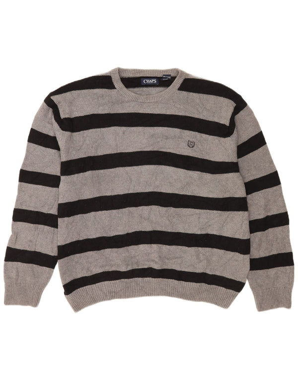 Chaps Herre rund hals sweater 2XL grå stribet bomuld