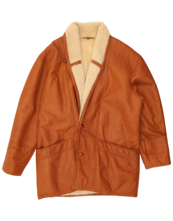 VINTAGE Herre Shearling Overfrakke IT 50 Large Brown Shearling