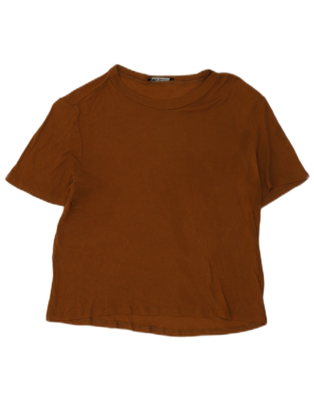 Zara Dame T-Shirt Top UK 14 Stor Brun
