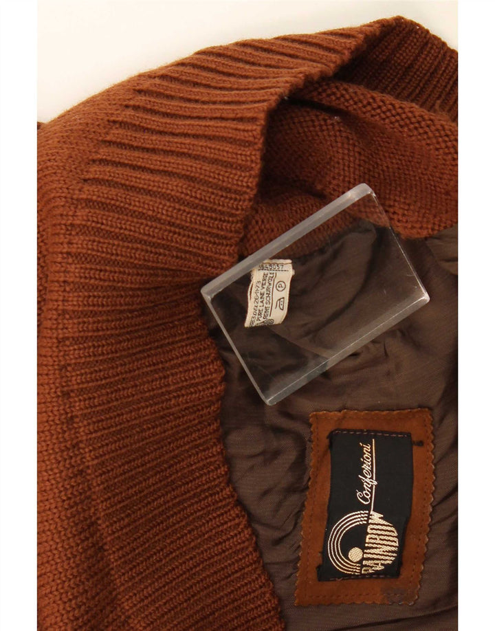Vintage herre cardigan sweater medium brunt læder