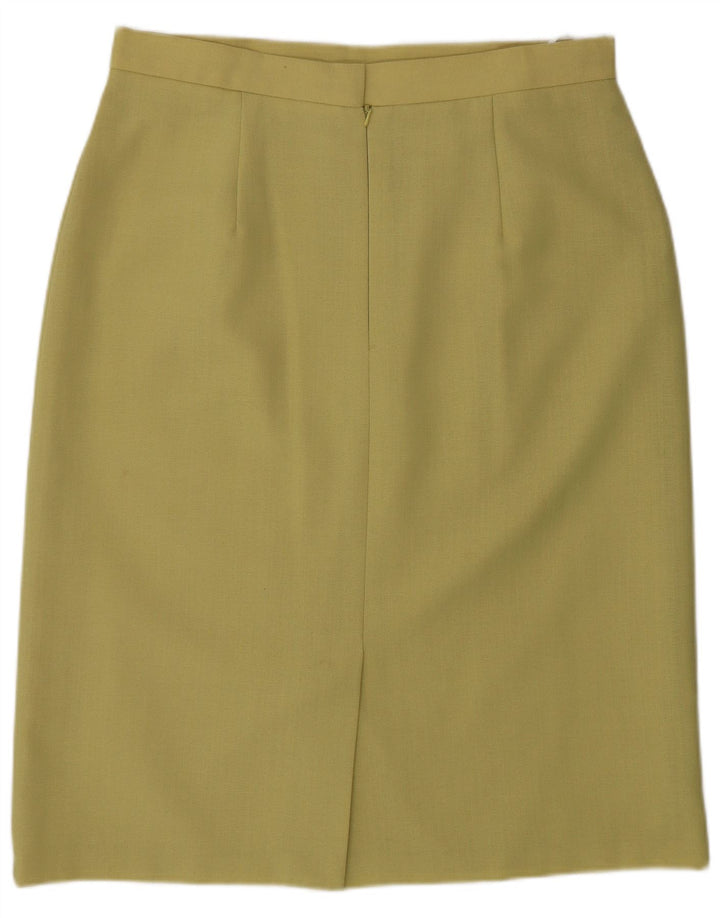 JAQUES VERT Dame Højtalje Midi lige nederdel UK 18 XL W33 Grøn