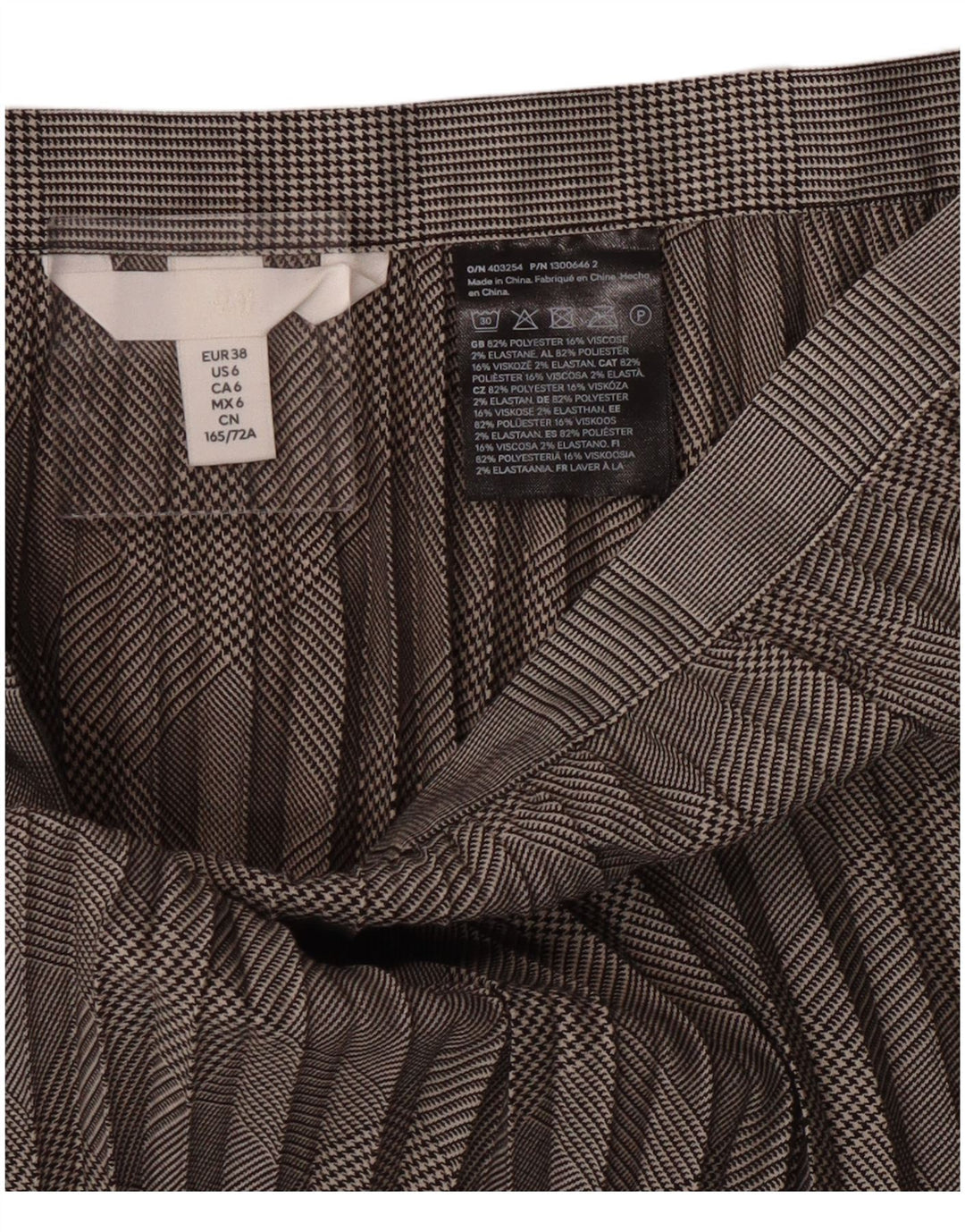 H&M Kvinde Kniv Plisseret nederdel EU 38 Medium W28 Grå Houndstooth Polyester