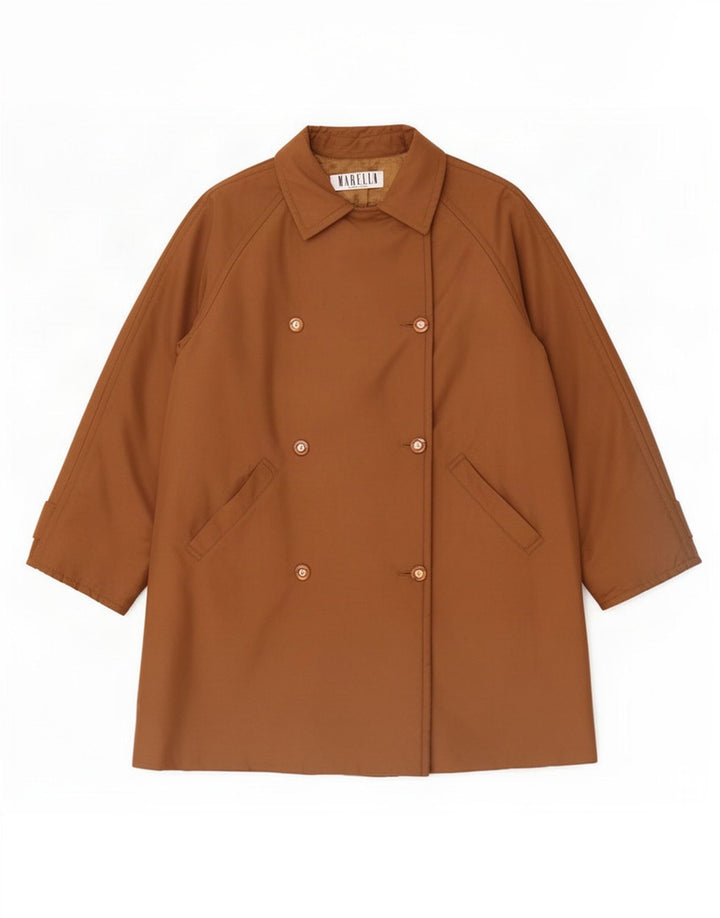Marella Dame Oversized Dobbeltradet Frakke UK 12 Medium Brun Polyester