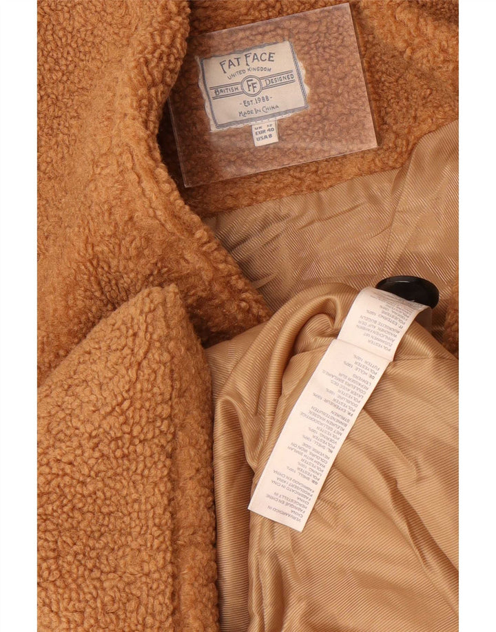 Fat Face Dame Teddy Bear Overfrakke UK 12 Medium Beige Polyester