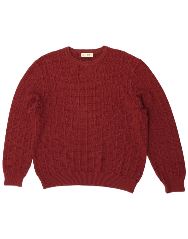 Marks & Spencer Herre sweater med rund hals, medium rød akryl