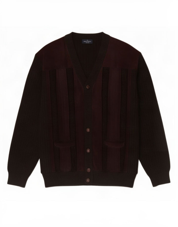 Malagrida Herre Ruskind Cardigan Sweater Stor Brun Læder