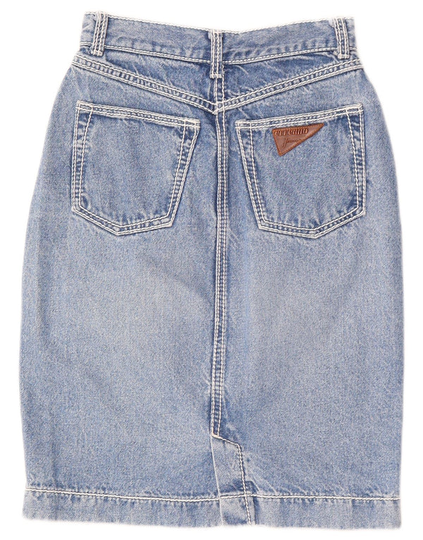 VINTAGE denimnederdel til kvinder W24 XS blå bomuld