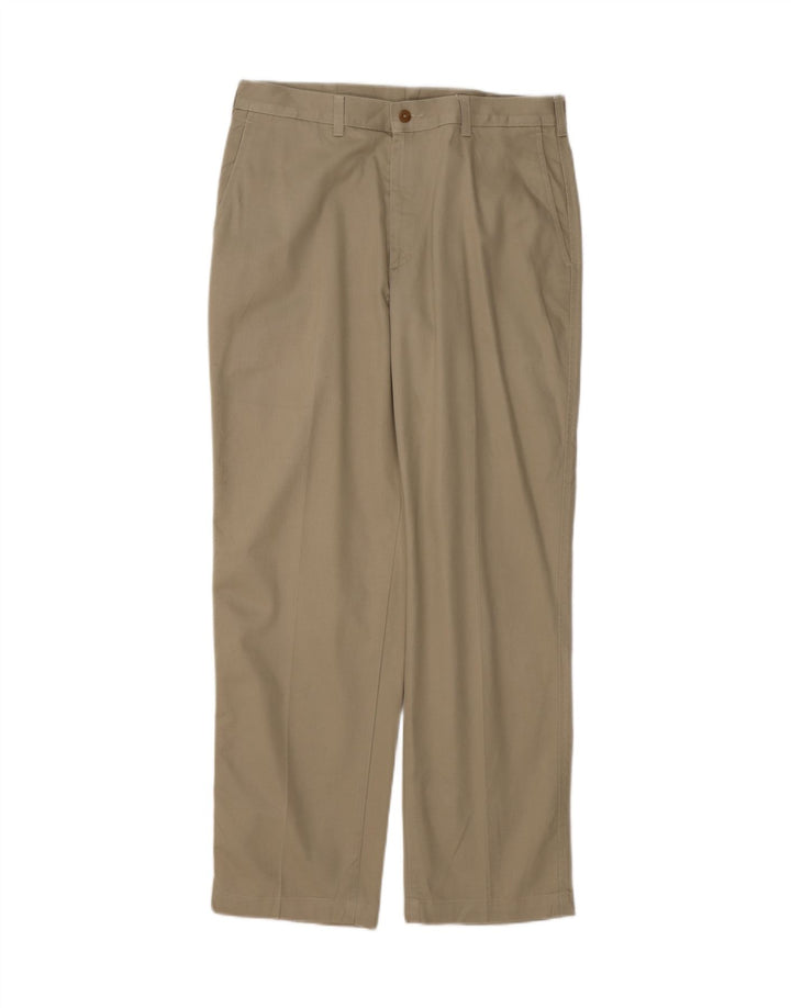 VINTAGE Mens Straight Chino Trousers W34 L30 Beige