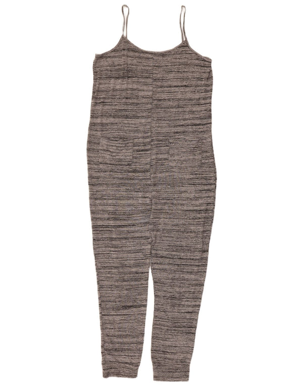 Topshop Dame Ærmeløs Jumpsuit UK 12 Medium Grå Stribet Viscose