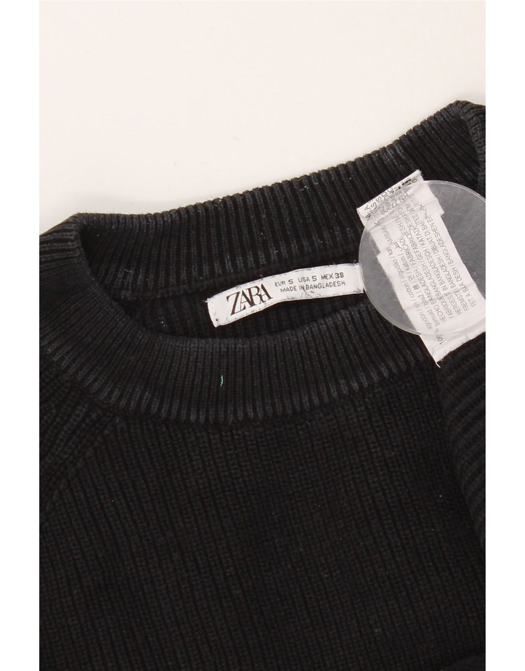Zara Herre sweater med rund hals, lille sort bomuld