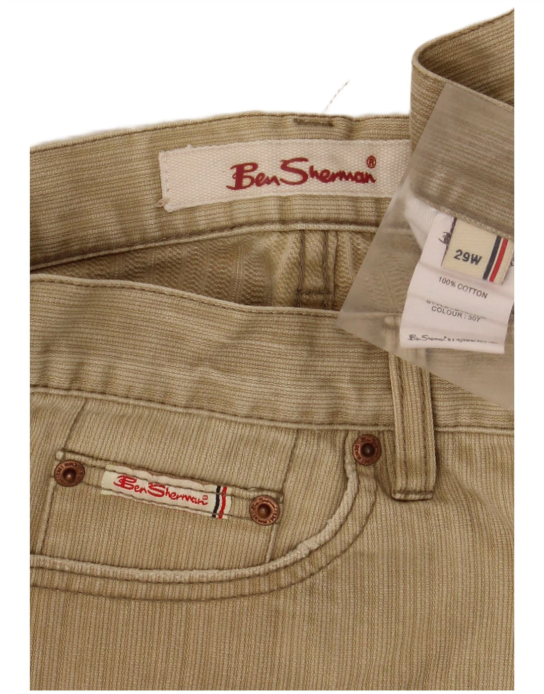 Ben Sherman Herre Bootcut Casual Bukser W29 L30 Khaki Bomuld