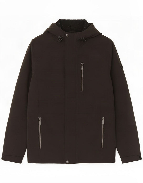 Calvin Klein Herre Hooded Windbreaker Jacket UK 36 Small Black Polyester