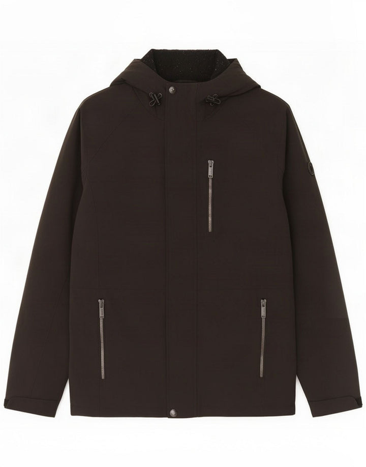Calvin Klein Herre Hooded Windbreaker Jacket UK 36 Small Black Polyester