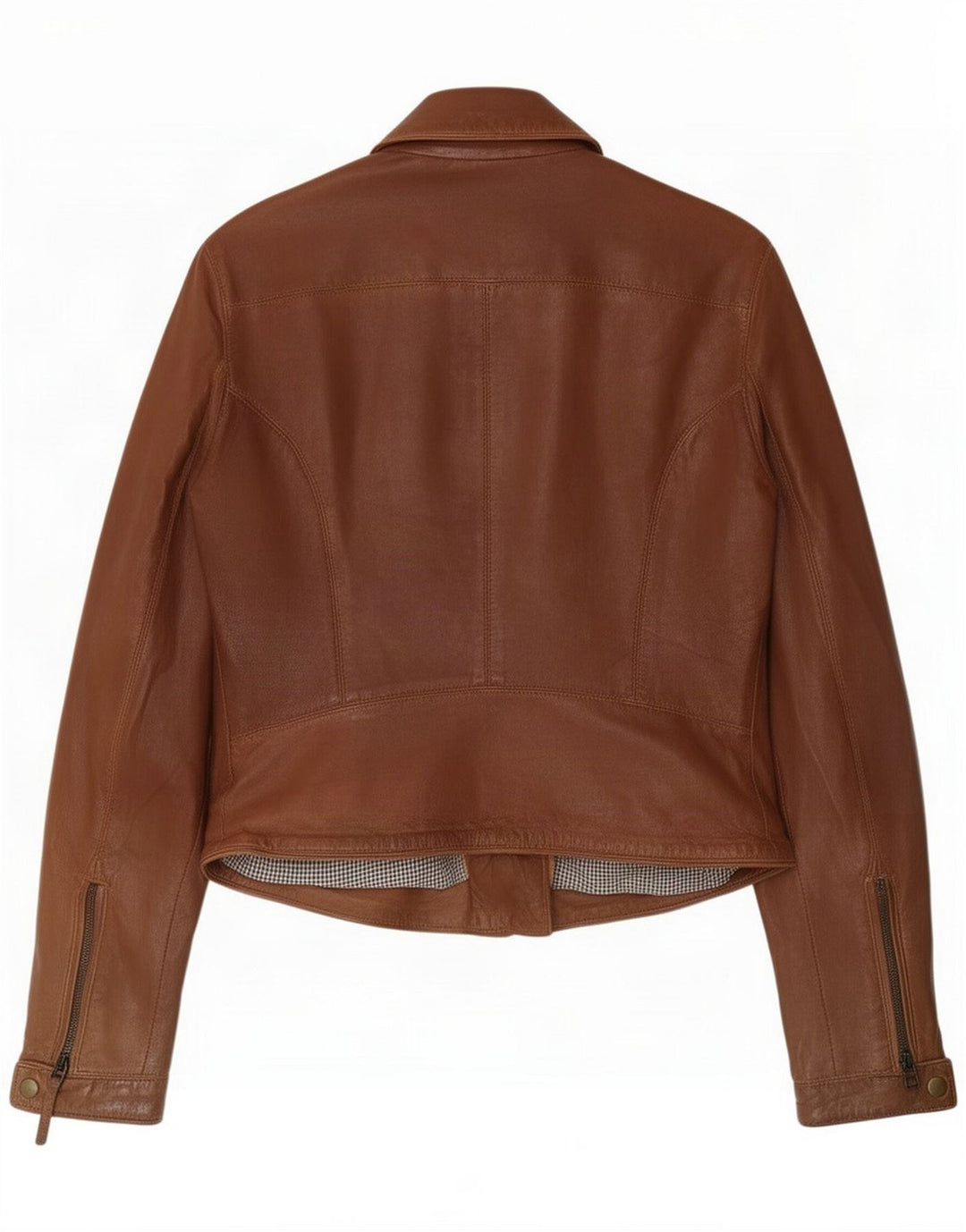 Massimo Dutti Dame Biker Læderjakke UK 10 Small Brown