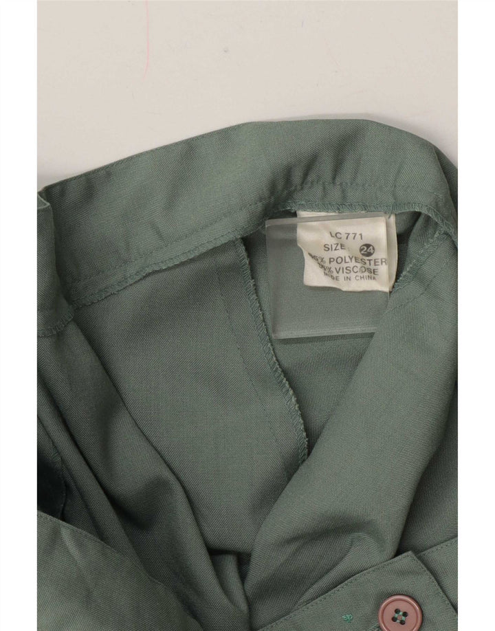 Vintage kvinders almindelig plisseret nederdel W40 2XL Grøn polyester