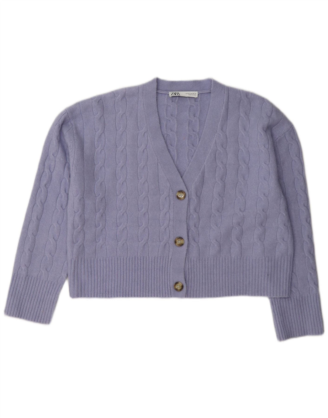 Zara Womens Crop Cardigan Sweater UK 14 Medium Purple Polyester