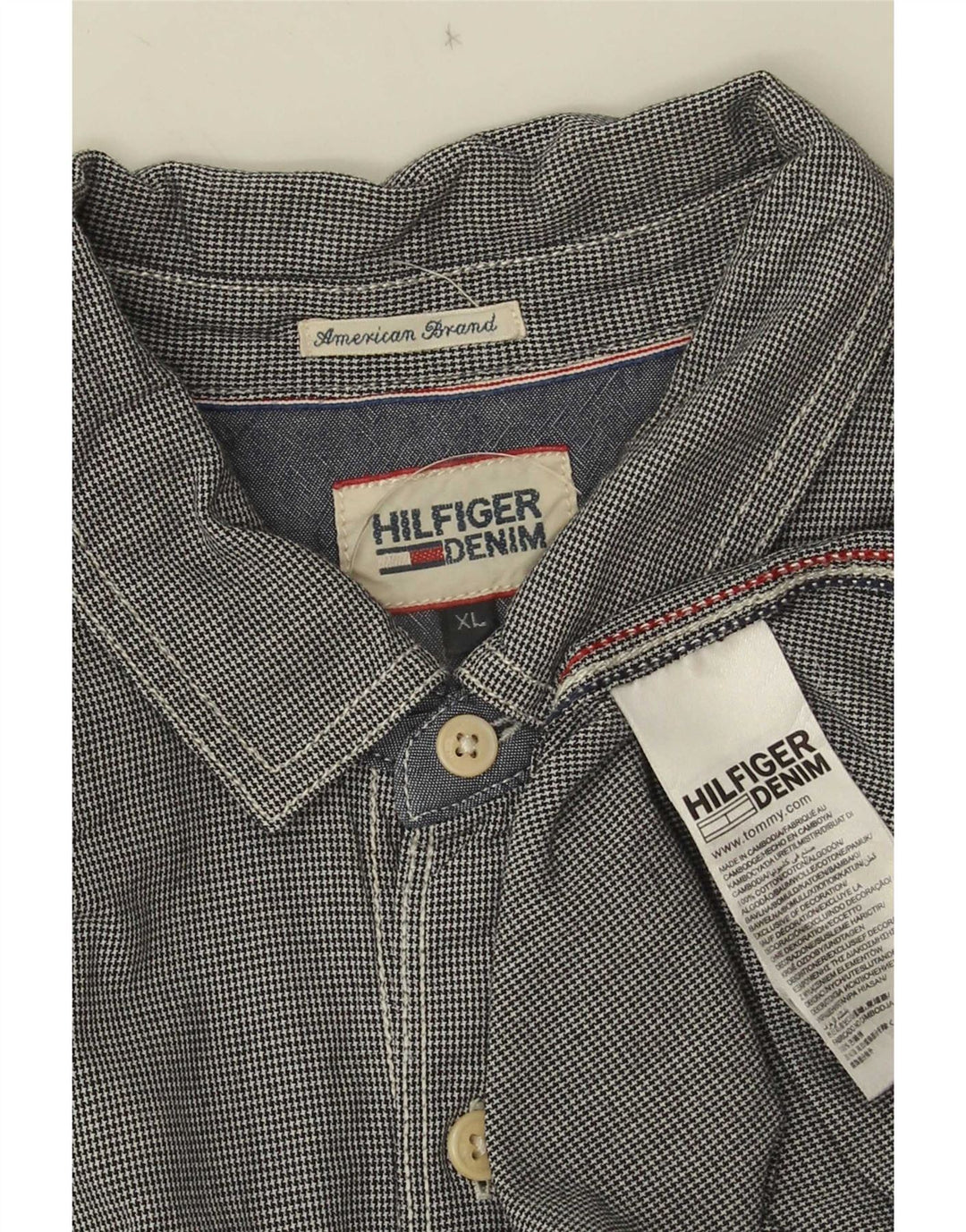 Tommy Hilfiger Herreskjorte XL Grå Houndstooth Bomuld