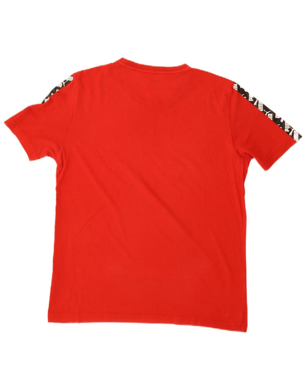 PUMA Mens Graphic T-Shirt Top Medium Red Colourblock Cotton