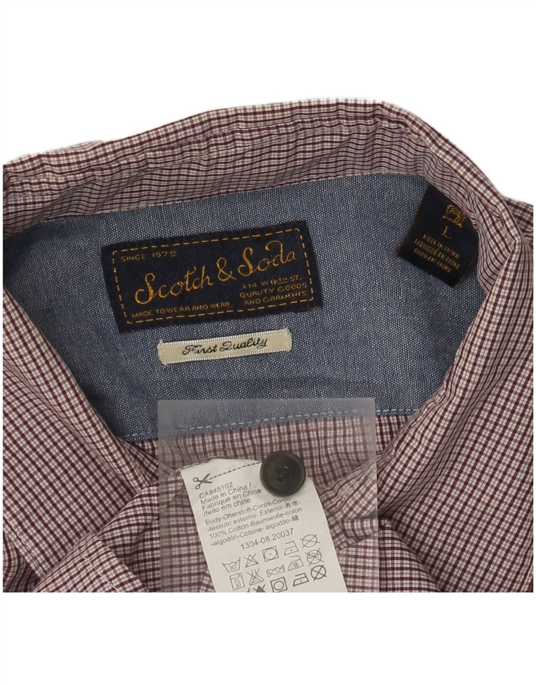 SCOTCH & SODA Herreskjorte Stor rødbrun ternet bomuld