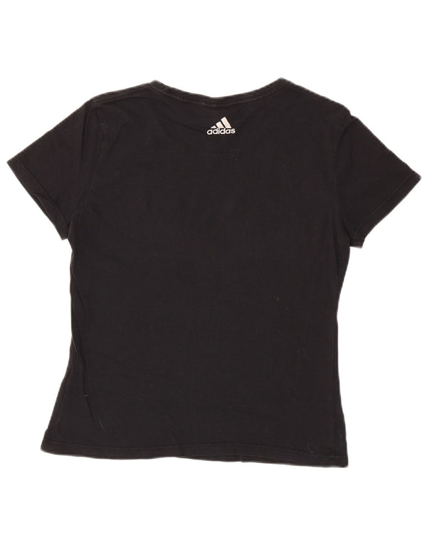Adidas Womens Crop Graphic T-Shirt Top UK 12 Medium Black
