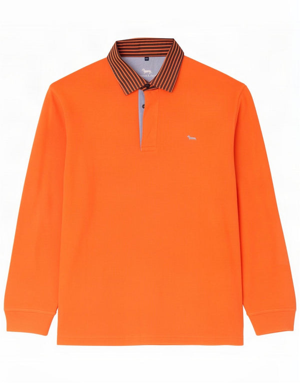 Harmont & Blaine Langærmet Rugby Polo Shirt til mænd 3XL Orange Stribet