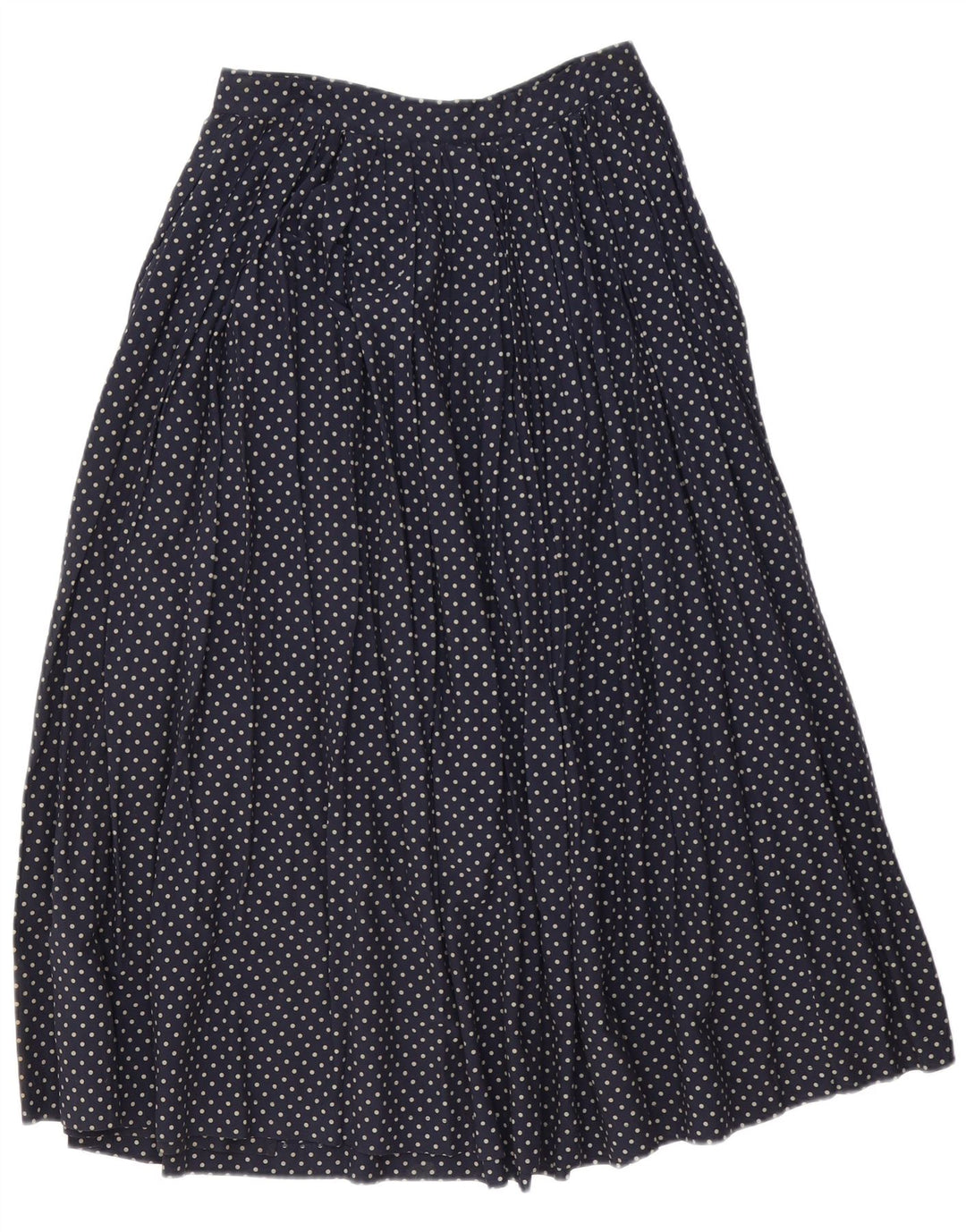Vintage Dame Maxi Flared Skirt IT 46 Large W30 Navy Blue Polka Dot