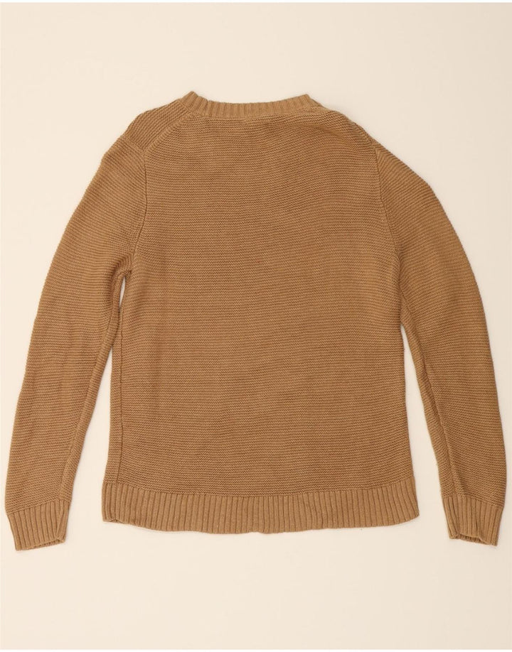 J. CREW Womens Boat Neck Jumper Sweater UK 14 Medium Brown Cotton Vintage J. Crew and Second-Hand J. Crew from Messina Hembry 