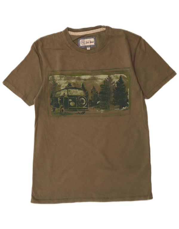 Fat Face Herre grafisk T-shirt Top XS Khaki Bomuld
